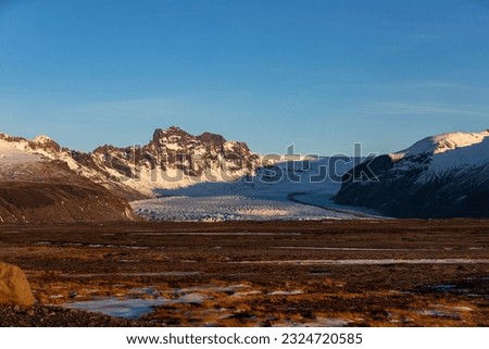 Iceland landscape with mountains in winter