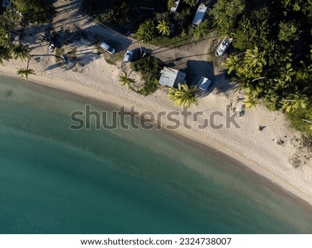 tropical paradise in the caribbean island of Antigua seen from the air