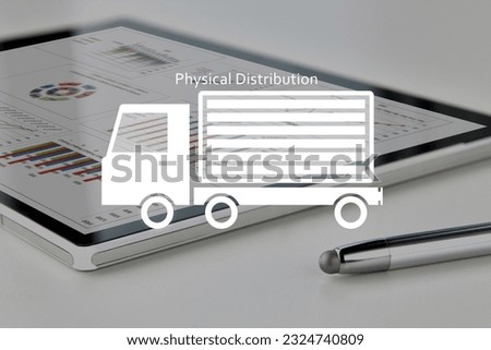 Truck pictogram and tablet device, technology for physical distribution images