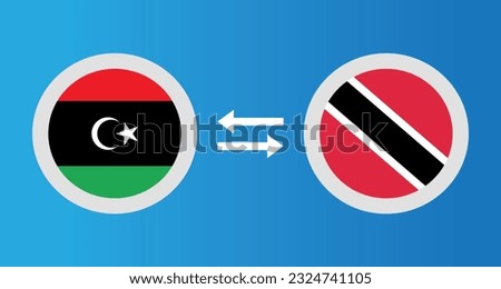 round icons with Libya and Trinidad ve Tobago flag exchange rate concept graphic element Illustration template design

