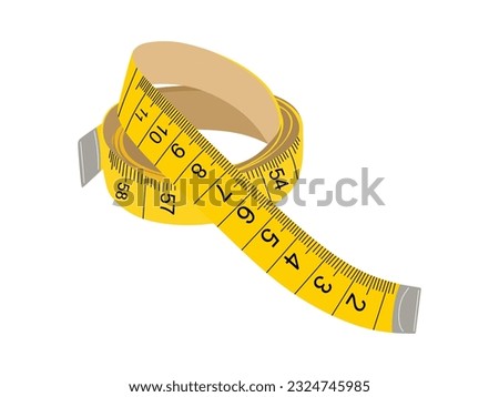 Tailor's tape measure. Flat illustration of sewing tool of dressmaker isolated on white background. Tailor measuring tape, item for tailoring, needlework. Vector illustration Royalty-Free Stock Photo #2324745985