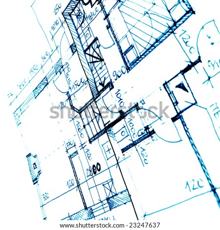 Architectural handmade sketch of residential house plan