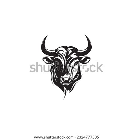 Bull logo template vector symbol. Bull head logo. Abstract stylized cow or bull head with horns icon. Premium logo for steak house, meat restaurant or butchery. Taurus symbol. Vector illustration.