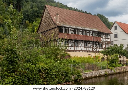 Half timbered house in Schiltach village, Baden-Wurttemberg state, Germany Royalty-Free Stock Photo #2324788129