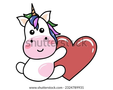 Unicorn Cartoon Cute for Valentines Day