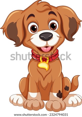 Cheerful Dog Sitting Cartoon Character illustration