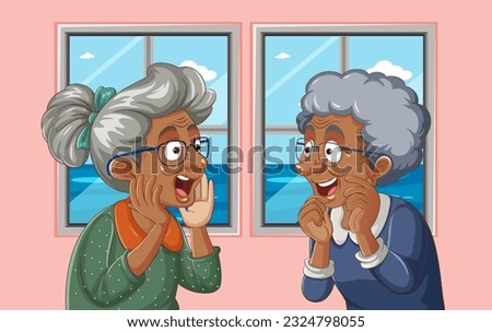 African elderly people talking illustration