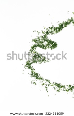 Christmas tree silhouette by green dill on a white background with copy space
