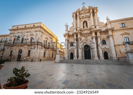 View of Syracuse Cathedral at Dawn, Sicily, Italy, Europe, World Heritage Site Royalty-Free Stock Photo #2324926549