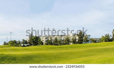 BANNER Beauty residential building sun blue sky golf green hill fabulous background wallpaper Luxury