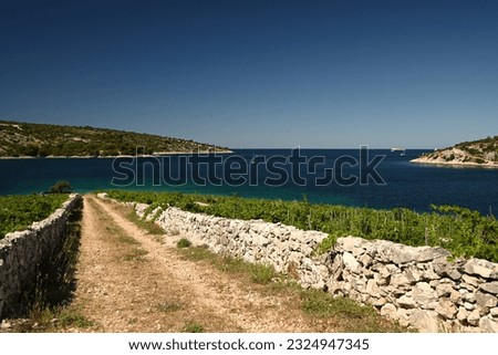 Panoramic view of Adriatic coast near the Rogoznica Royalty-Free Stock Photo #2324947345