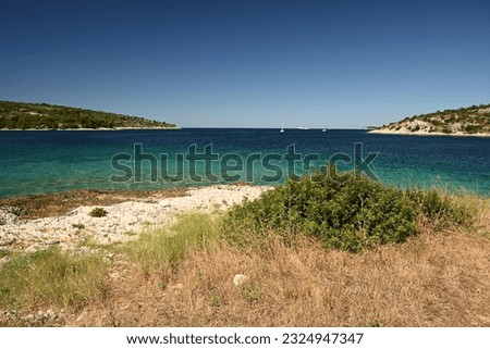 Panoramic view of Adriatic coast near the Rogoznica Royalty-Free Stock Photo #2324947347