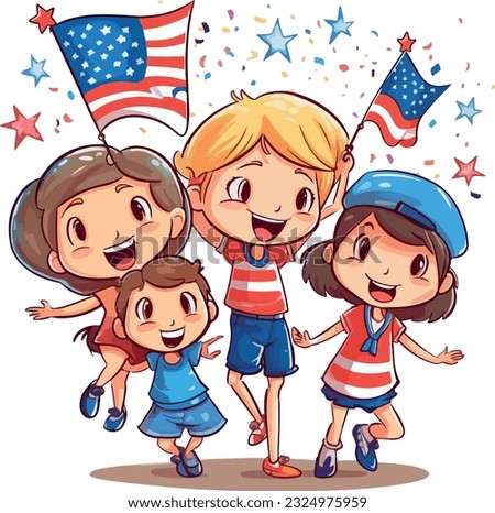 Cute kids celebrating independence day