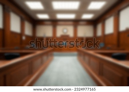 Beautiful blurred background of an empty courtroom. Royalty-Free Stock Photo #2324977165