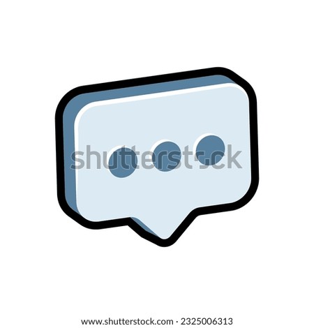 Isolated flat 3d message icon for game, interface, sticker, app. The sign in a cartoon style for match 3 or hyper casual. The sprite can be used like a craft element in hyper casual mobile game