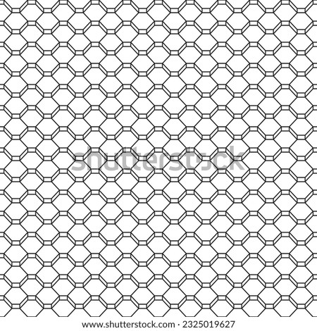 Vector square seamless isometric black hexagon outline pattern.