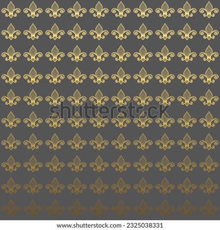fleur-de-lis royal, luxury seamless pattern background. new orlean ornament with diagonal golden heraldic symbol fleur-de-lis and dots.  Royalty-Free Stock Photo #2325038331