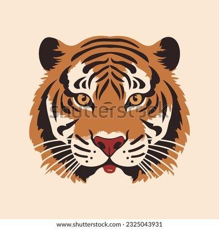 vector illustration of a tiger head isolated on solid color background. tiger head icon and symbol graphic. 