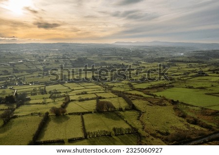 Aerial view of Autumn countryside morning, Northern Ireland