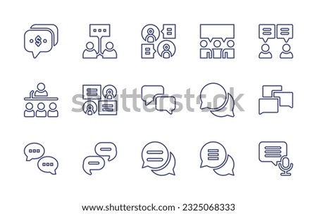 Conversation line icon set. Editable stroke. Vector illustration. Containing money talk, engagement, communication, people, chat, public, talk, chatting, comment, conversation, speech bubble.
