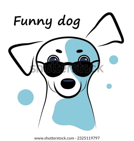 
Portrait of a dog with glasses on a white background. Vector illustration in doodle style