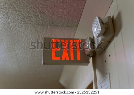 Emergency exit sign in building 