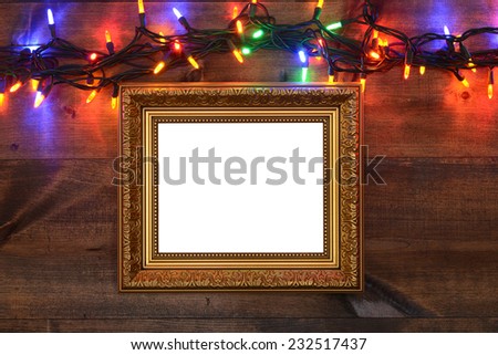 gold frame with christmas lights