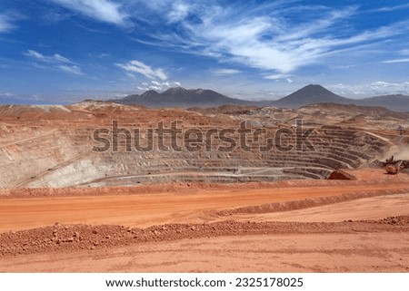 View of the pit of an open-pit copper mine in Peru Royalty-Free Stock Photo #2325178025