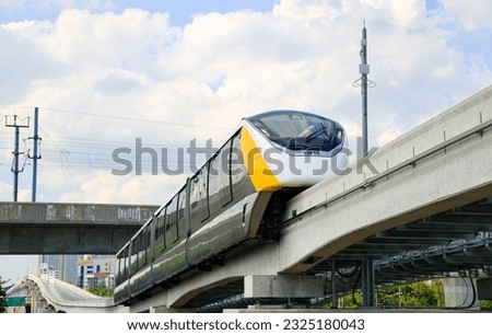 The monorail Yellow Line Mass Transit System serving the Bangkok Metropolitan Region. Royalty-Free Stock Photo #2325180043