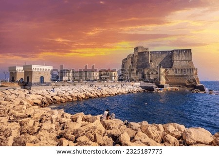Naples, Italy - scenic view of Castel dell'Ovo (Egg Castle) Royalty-Free Stock Photo #2325187775