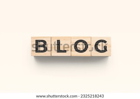 Blog wooden cubes on white background