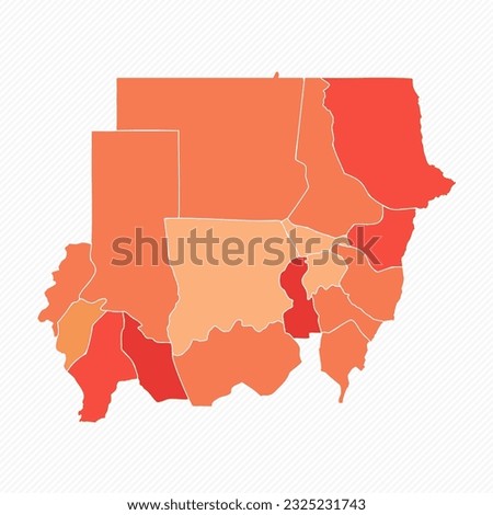 Colorful Sudan Divided Map Illustration, can be used for business designs, presentation designs or any suitable designs.