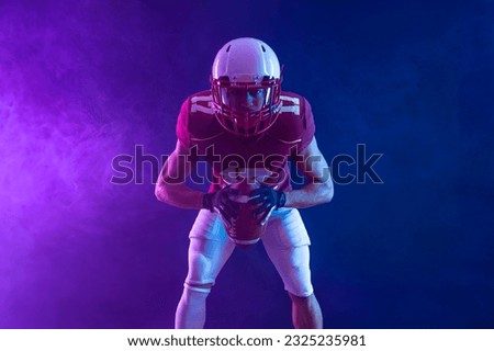 American football player neon poster. Sports betting, football betting, gambling, bookmaker, big win