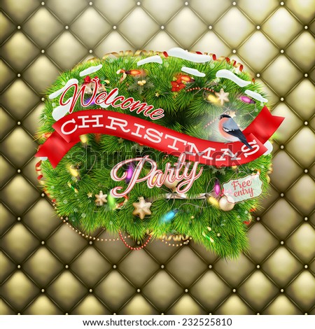 Christmas fir tree - Bubble for speech on leather wall. EPS 10 vector file included
