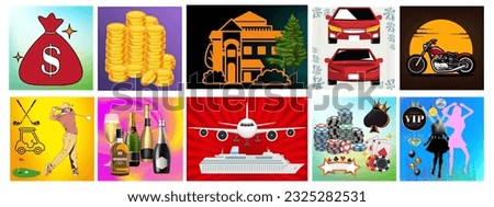 illustration of a collection of symbols about an upscale lifestyle