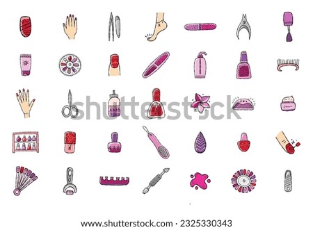 Manicure and pedicure collection. Icons set for your design