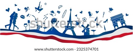 france travel banner horizontal .vector illustration