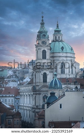 St Nicholas Church at Mala Strana (Kostel sv. Mikulase) in Prague, Czech Republic. Cathedral in old town Royalty-Free Stock Photo #2325392169