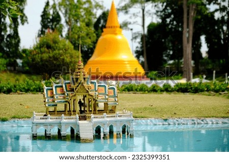Miniature Delight: Phra Thinang Aisawan in Mini Siam Royalty-Free Stock Photo #2325399351