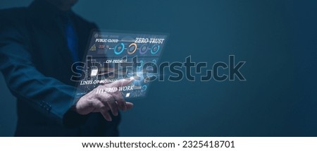 IT industry is increasingly turning to automation, AI, and VR to improve security, optimize data center processes, and enhance communication, Public Cloud, Multi-Cloud, On-premise, Lines of Business Royalty-Free Stock Photo #2325418701