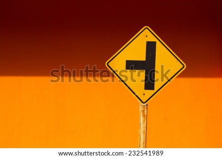 traffic sign with orange background