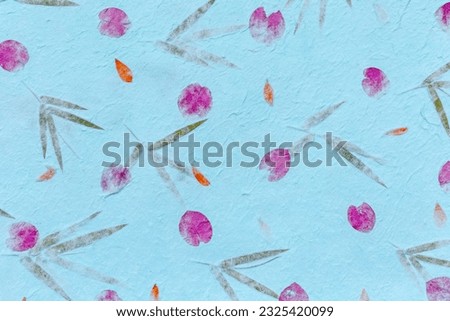 textured of mulberry paper with dry flower and dry leaf 