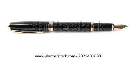 Stylish black fountain pen isolated on white Royalty-Free Stock Photo #2325430883