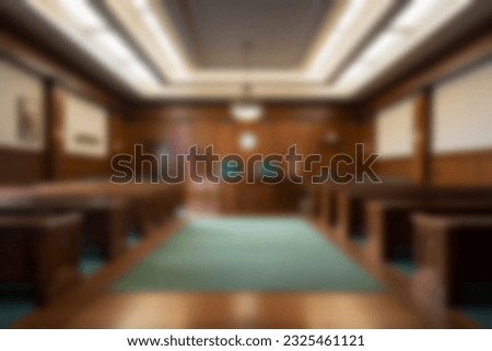 Beautiful blurred background of an empty courtroom. Royalty-Free Stock Photo #2325461121