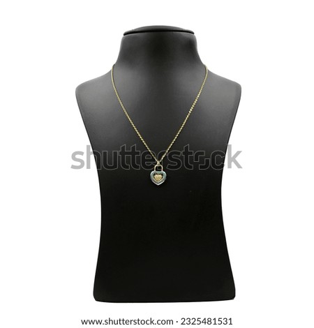 Highly detailed Jewelry gold and diamond necklace with white background