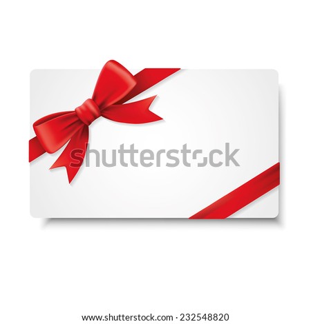 Red ribbons and greeting card, bows, Vector, celebration
