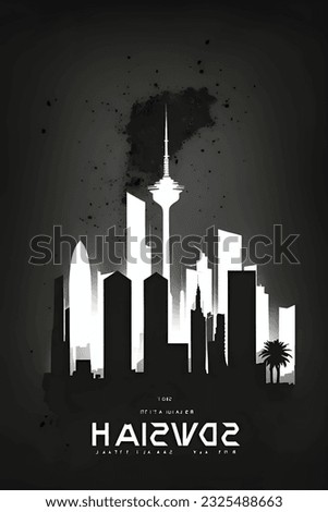 Logo concept - city buildings on a dark background
