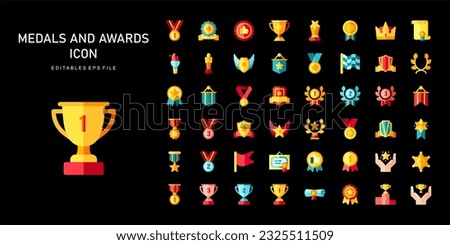 awards and medal color icon set Royalty-Free Stock Photo #2325511509
