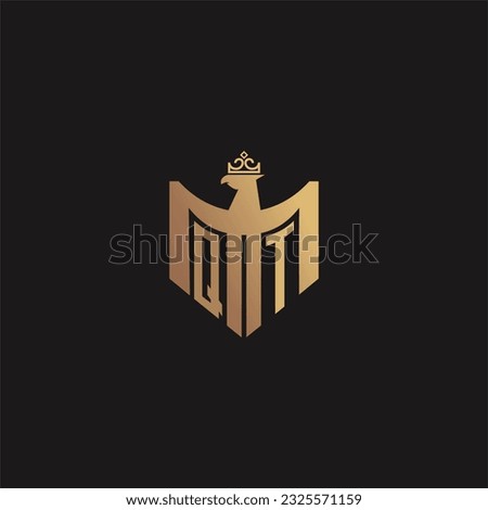QT initial monogram logo for eagle  crown image vector design
