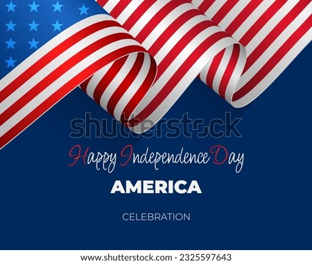Holiday design, background with handwriting text, national flag colors for Fourth of July, American Independence day, celebration;
